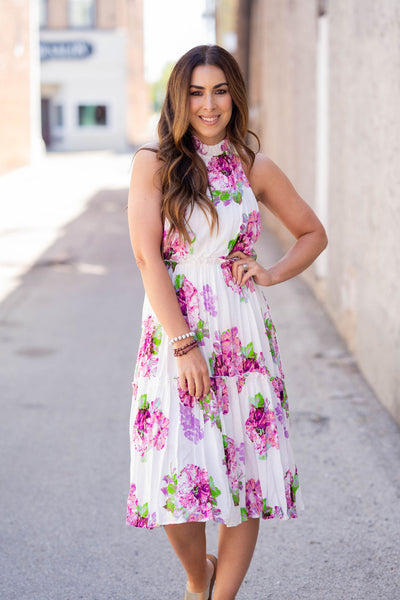 Bouquets Cinched Midi Dress