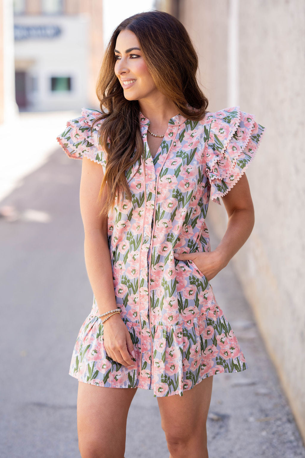 Poppy Button Down Dress Blush / M