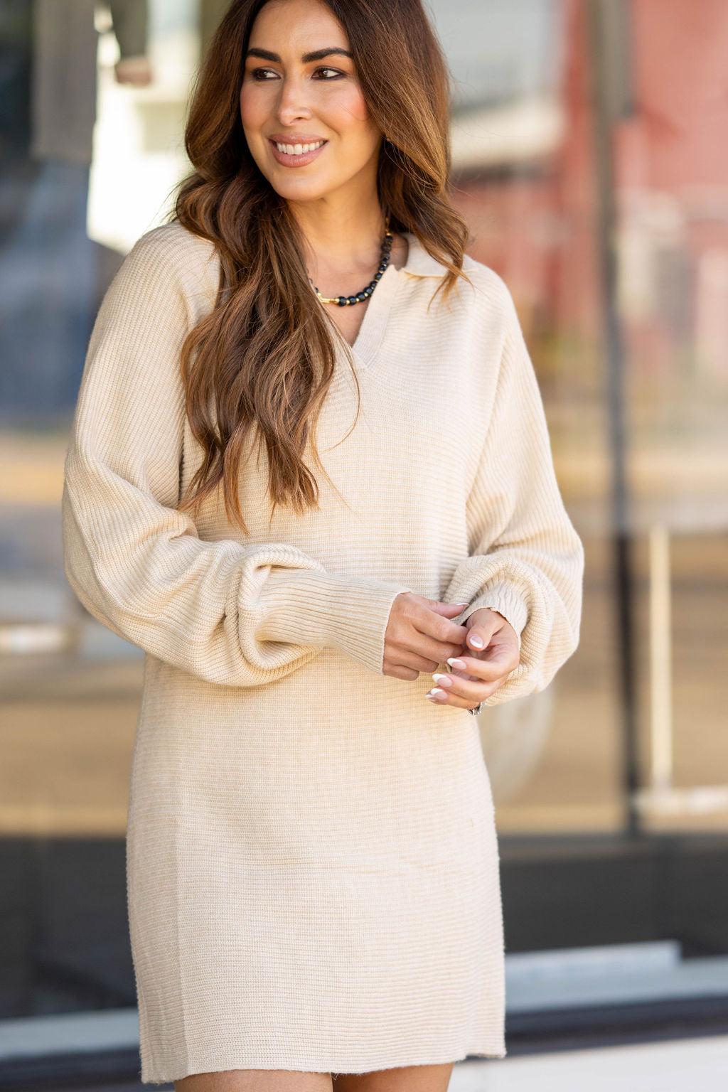 Simply The Best Collared Sweater Dress