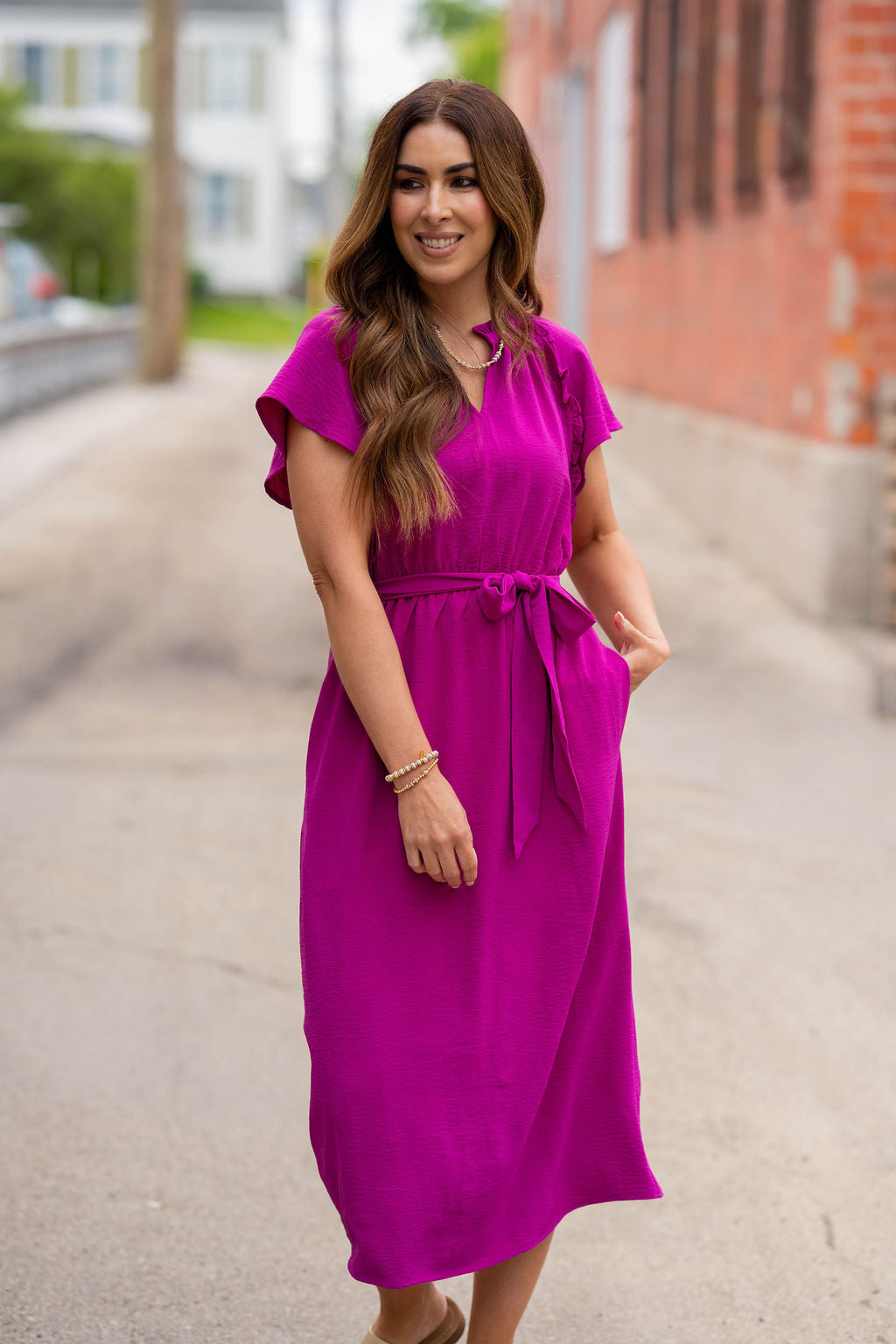 Timeless Beauty Tie Dress Magenta / XL Timeless Beauty Tie Dress Magenta / XL