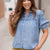 Soft Gather Denim Button Blouse