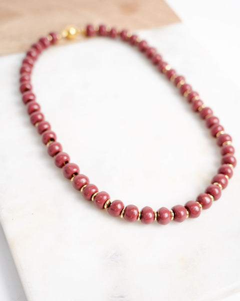 Bel Koz Gold Accented Clay Bead Magnetic Necklace