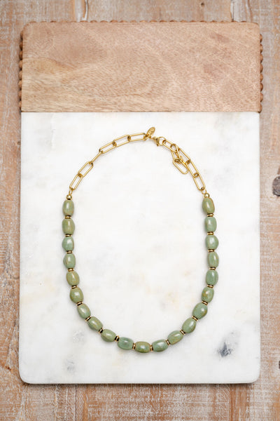 Bel Koz Elongated Clay Bead Single Strand Necklace