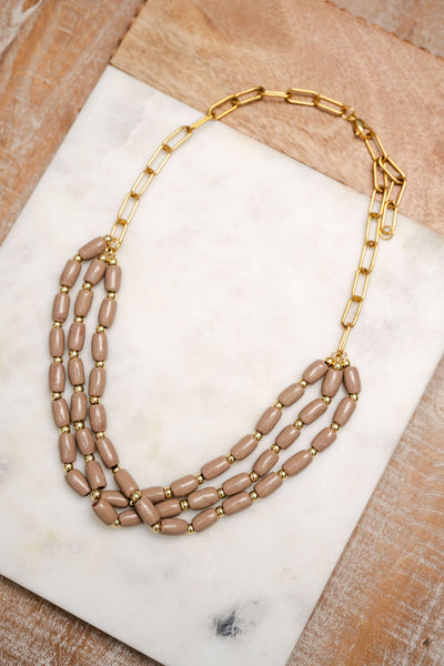 Bel Koz Triple Twist Elongated Clay Necklace