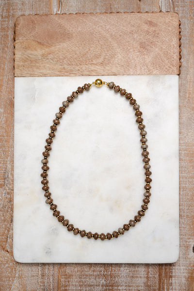 Bel Koz Gold Accented Clay Bead Magnetic Necklace