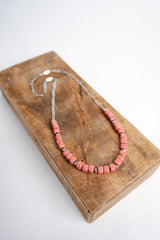 Bel Koz Squared Clay Bead Silver Necklace