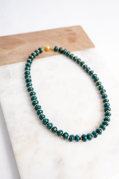 Bel Koz Gold Accented Clay Bead Magnetic Necklace