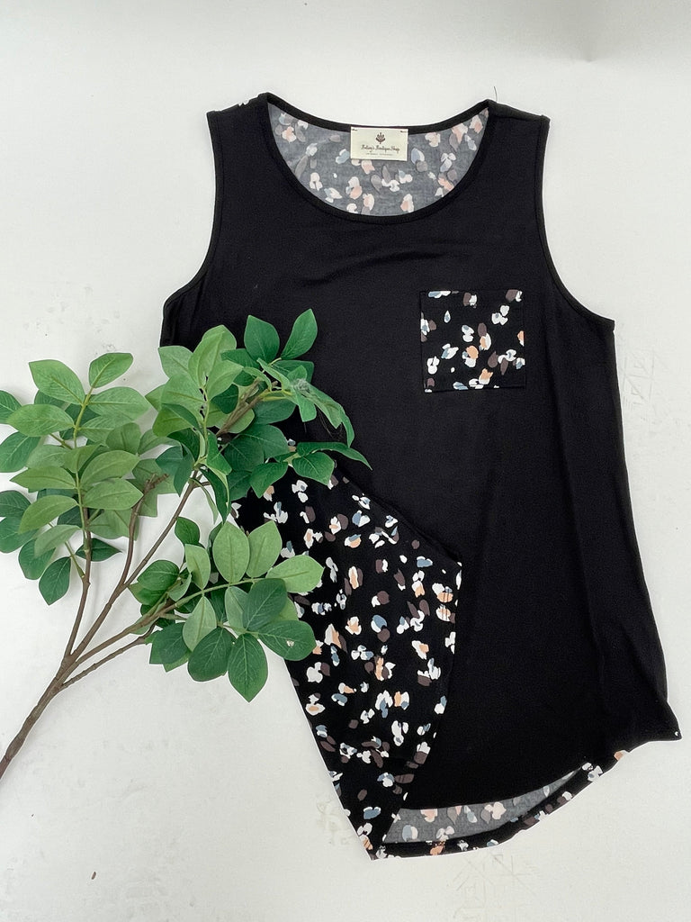 Printed Back Pocket Tank - Betsey's Boutique Shop