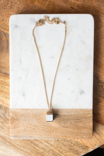 Marble Squared Pendant Necklace