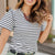 Ruffled Shoulder Striped Tee
