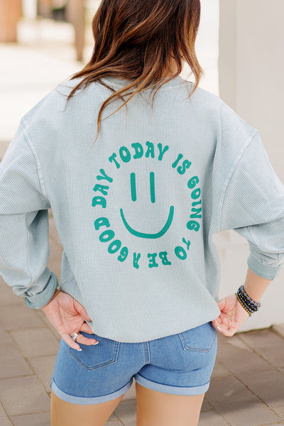 Good Day Ribbed Graphic Crewneck