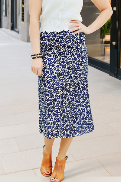 Dainty Daisies Slit Bottom Midi Skirt