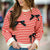 Bow Accented Striped Sweatshirt