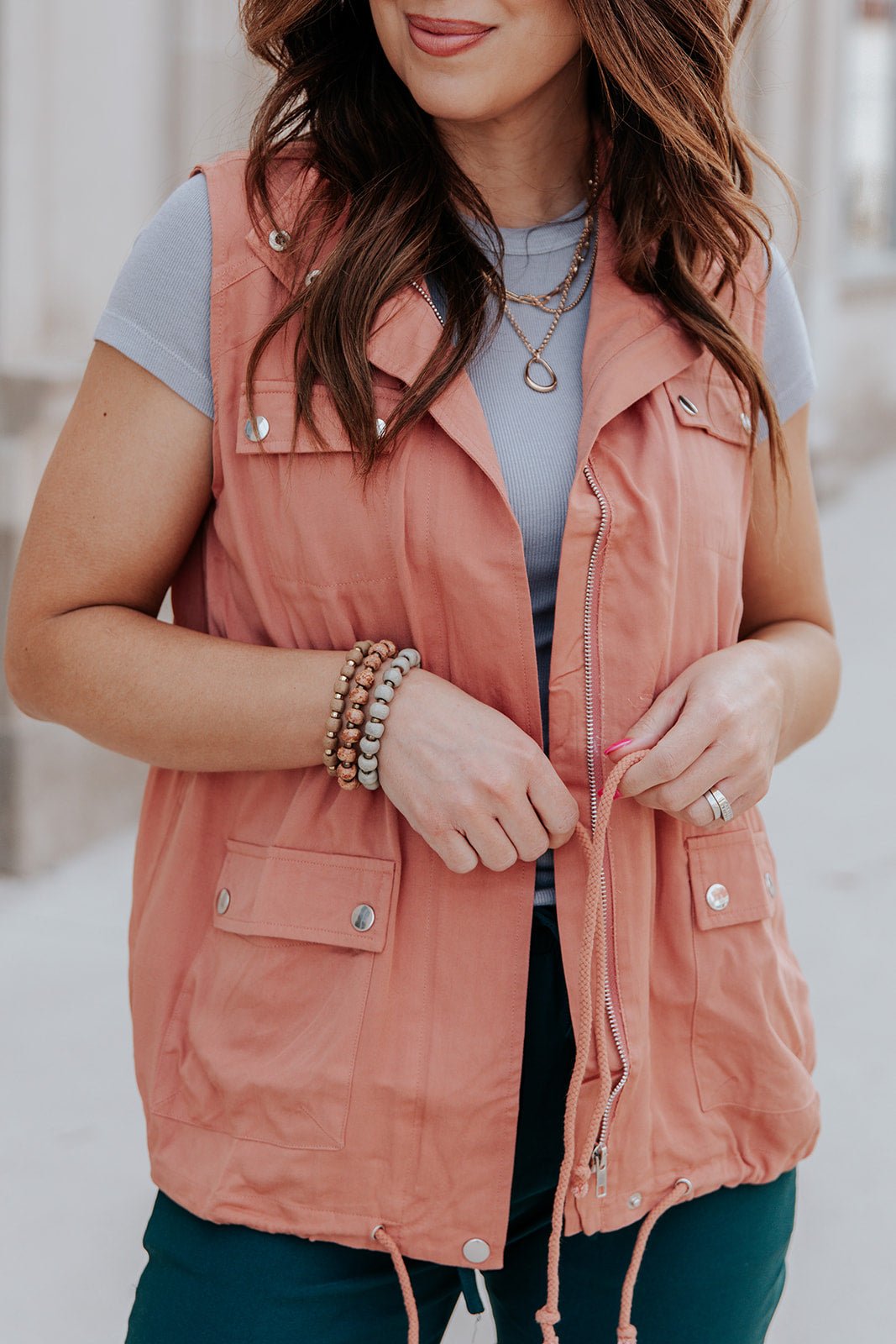 Cinched Waist Utility Vest Dusty Rose / S Cinched Waist Utility Vest Dusty Rose / S