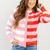 Contrasting Stripes Button Cardigan