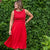 Dashed Striped Top Faux Layered Midi Dress