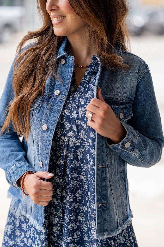 Easy Layers Denim Jacket - Medium Wash - Betsey's Boutique Shop