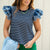Eyelet Flutter Trim Striped Tank