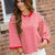 Eyelet Trim Zig Zag Striped 3/4 Sleeve Tee