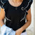 Eyelet Trimmed Double Flutter Blouse