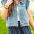 Flutter Trim Denim Vest