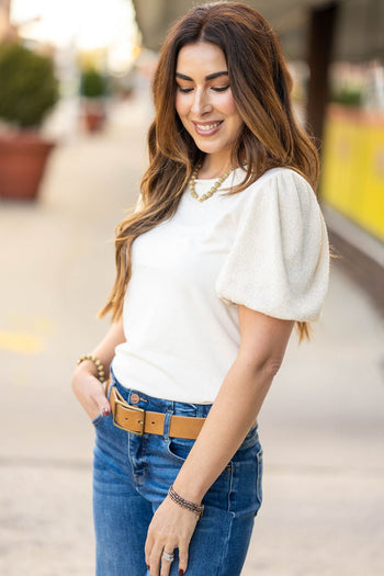 For Your Love Puff Sleeve Top - Betsey's Boutique Shop - 