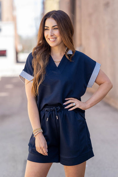 Harbor Line Collared Top