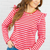 Striped Ruffle Shoulder Long Sleeve Tee