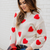 Chenille Hearts Ribbed Trim Sweater