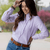 Micro Striped Ruffled Blouse