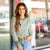 Mixed Prints Ribbed Trim Sweater