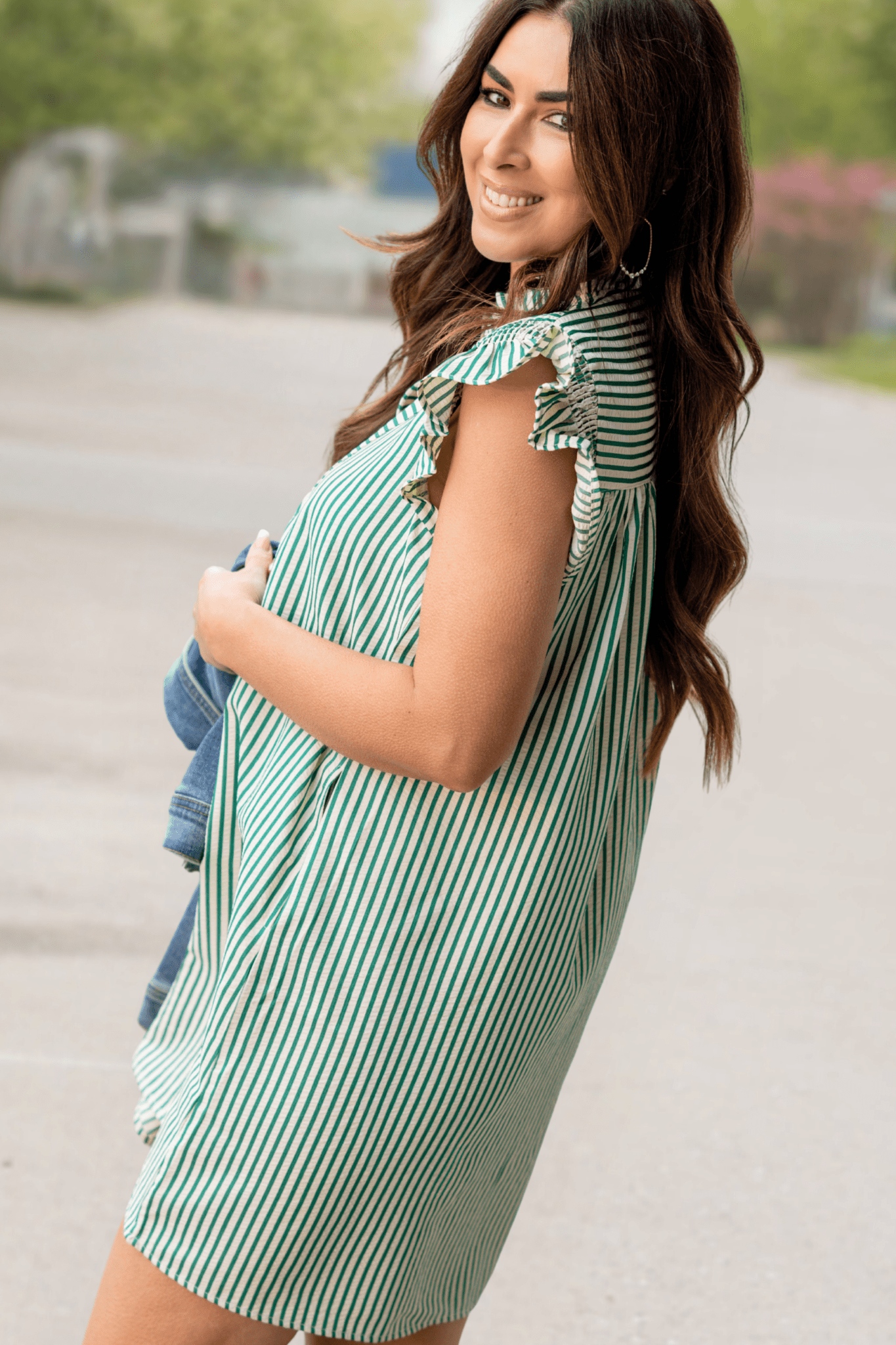 Mixed Stripes Seersucker Dress Blue / XL