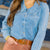 Petal Trim Denim Top