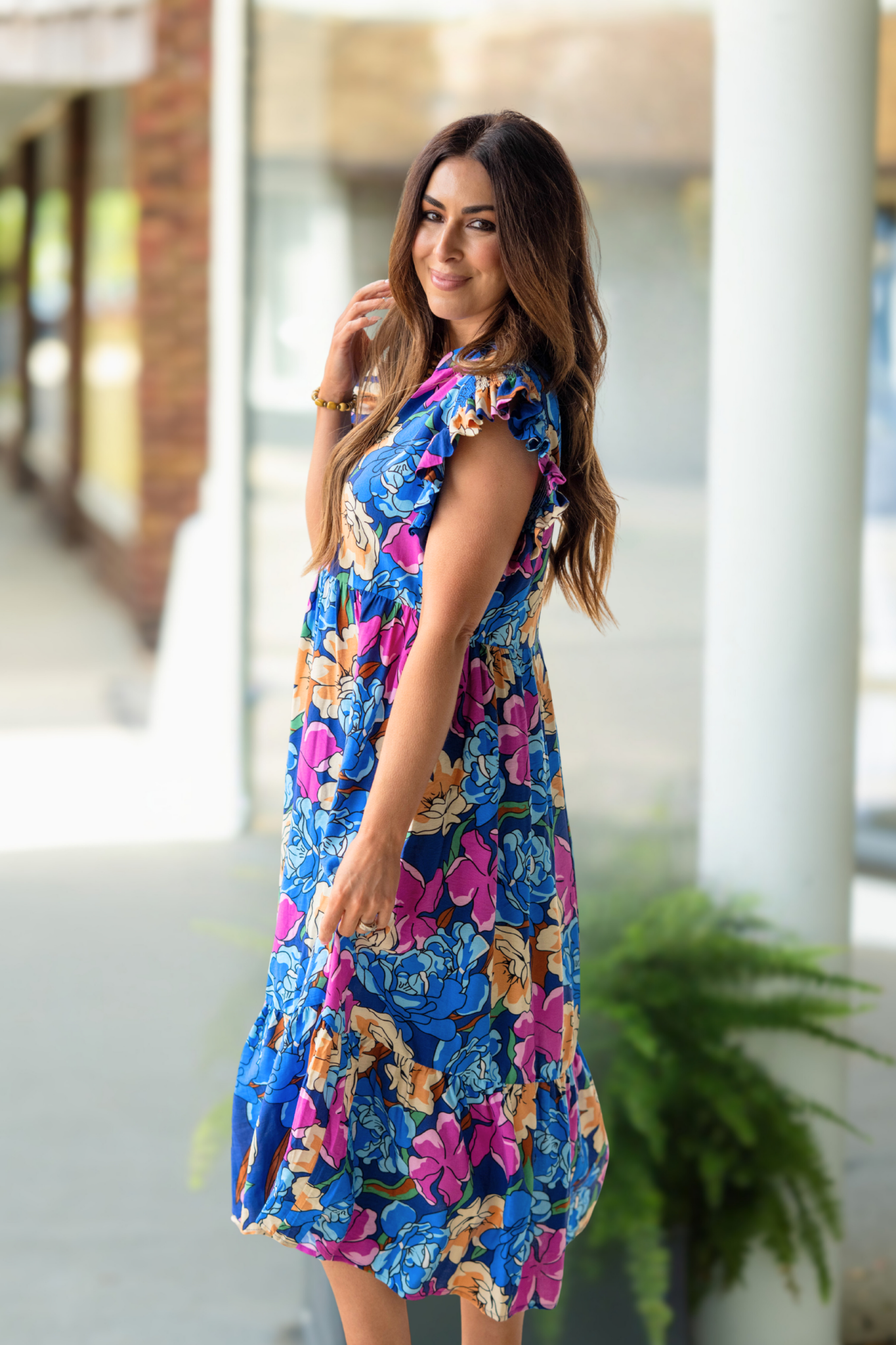 Petals in Motion Midi Dress Blue / S Petals in Motion Midi Dress Blue / S