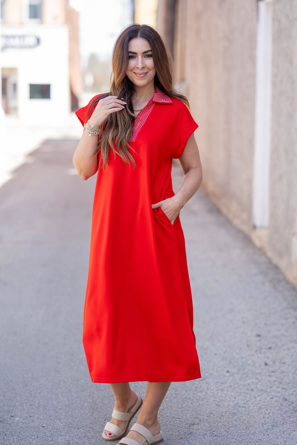 Polished Presence Midi Dress Red / M