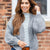 Ribbed Trim Balloon Sleeve Knit Cardigan