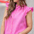 Ruffle Trim Button Front Tank