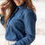 Ruffle Trim Denim Blouse