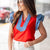 Ruffled Denim Accent Blouse