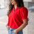 Scallop Trim Tie Blouse