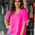 Scalloped Stitched Relaxed Pocket Blouse
