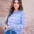 Scalloped Stitched Stripes Accented Sweater