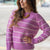 Scalloped Stitched Stripes Accented Sweater
