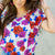 Sketched Peonies Cinched Trim Tee