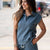Slate Blue Weekend Retreat Collared Top