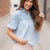Soft Gather Denim Button Blouse