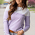Solid Top Micro Stripe Bottom Sweater Tee