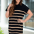 Stitched Trim Striped Dress