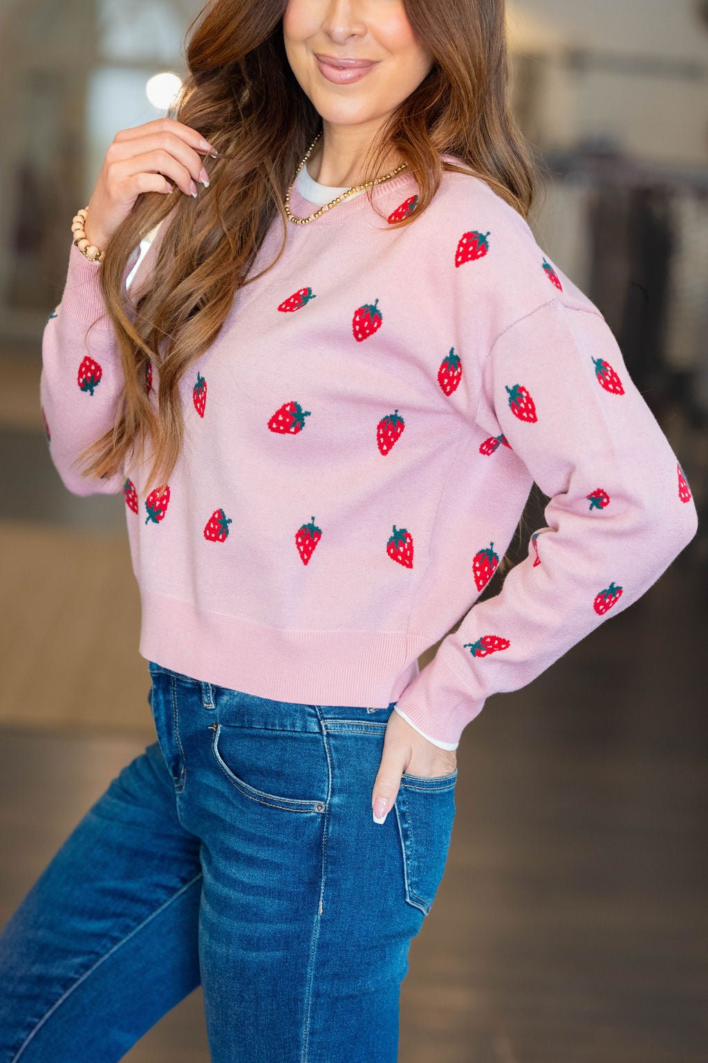 Strawberry Kisses Sweater - Betsey's Boutique Shop -
