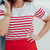 Striped Bottom Half Sleeve Knit Tee